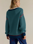 Striped Crewneck Knit Sweater | Loose Fit Pullover Top