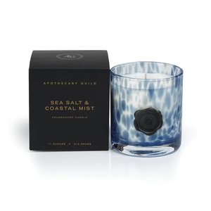 Apothecary Guild Opal Glass Candle Jar in Gift Box - Clear & Dark Blue - Sea Salt & Central Mist