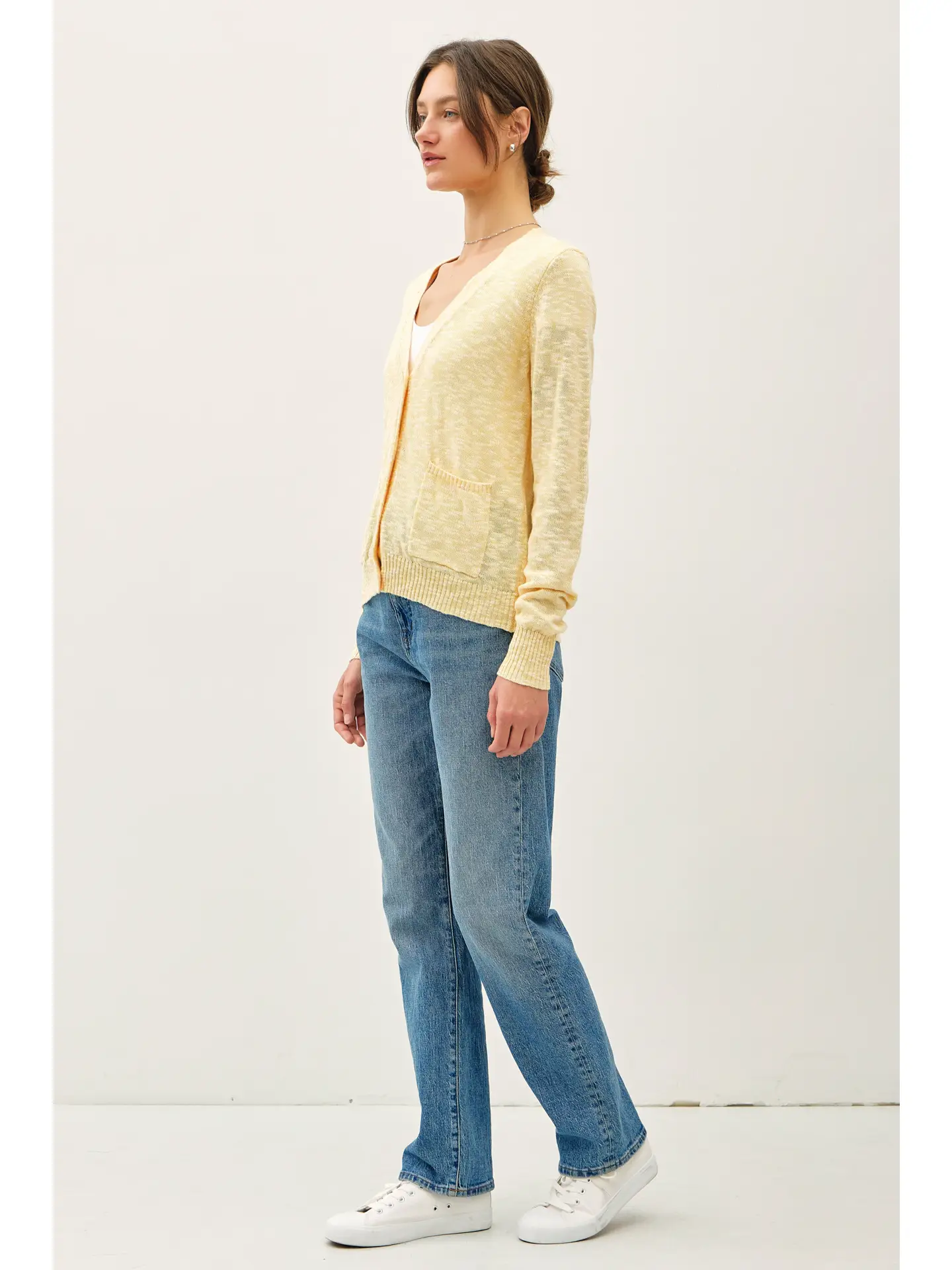 Cotton Slub Button Up Cardigan side