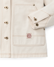 Filson Womens's Denim Barn Coat, natural seed-front detail