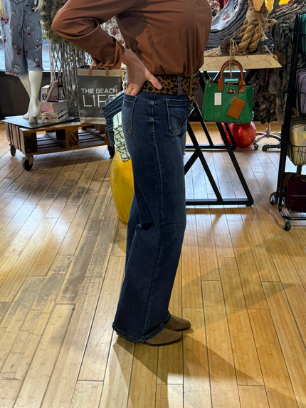 High Rise Wide Leg Jeans W Front Tie Detail side