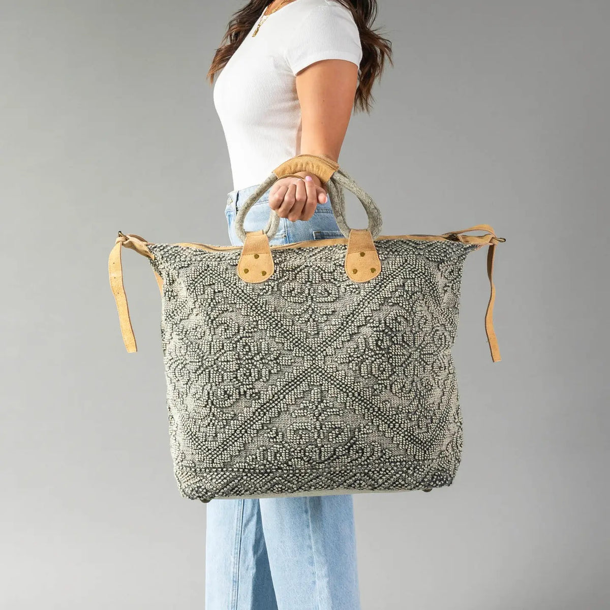 Sage Vintage Inspired Textured Tote