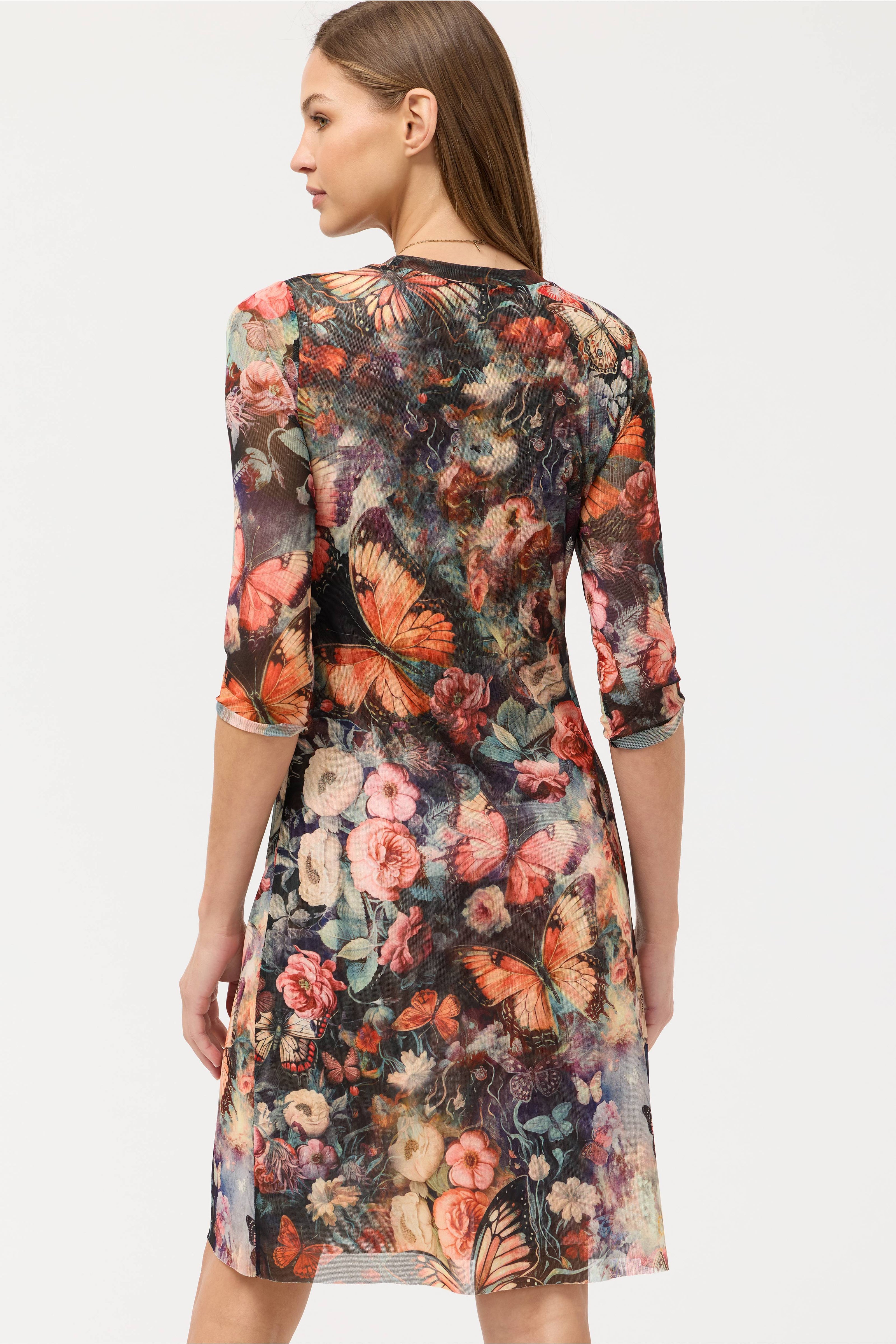 3/4 SLEEVE MESH MIDI DRESS teyros
