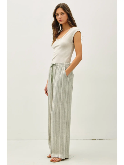 Vicki Striped Linen Wide Pant