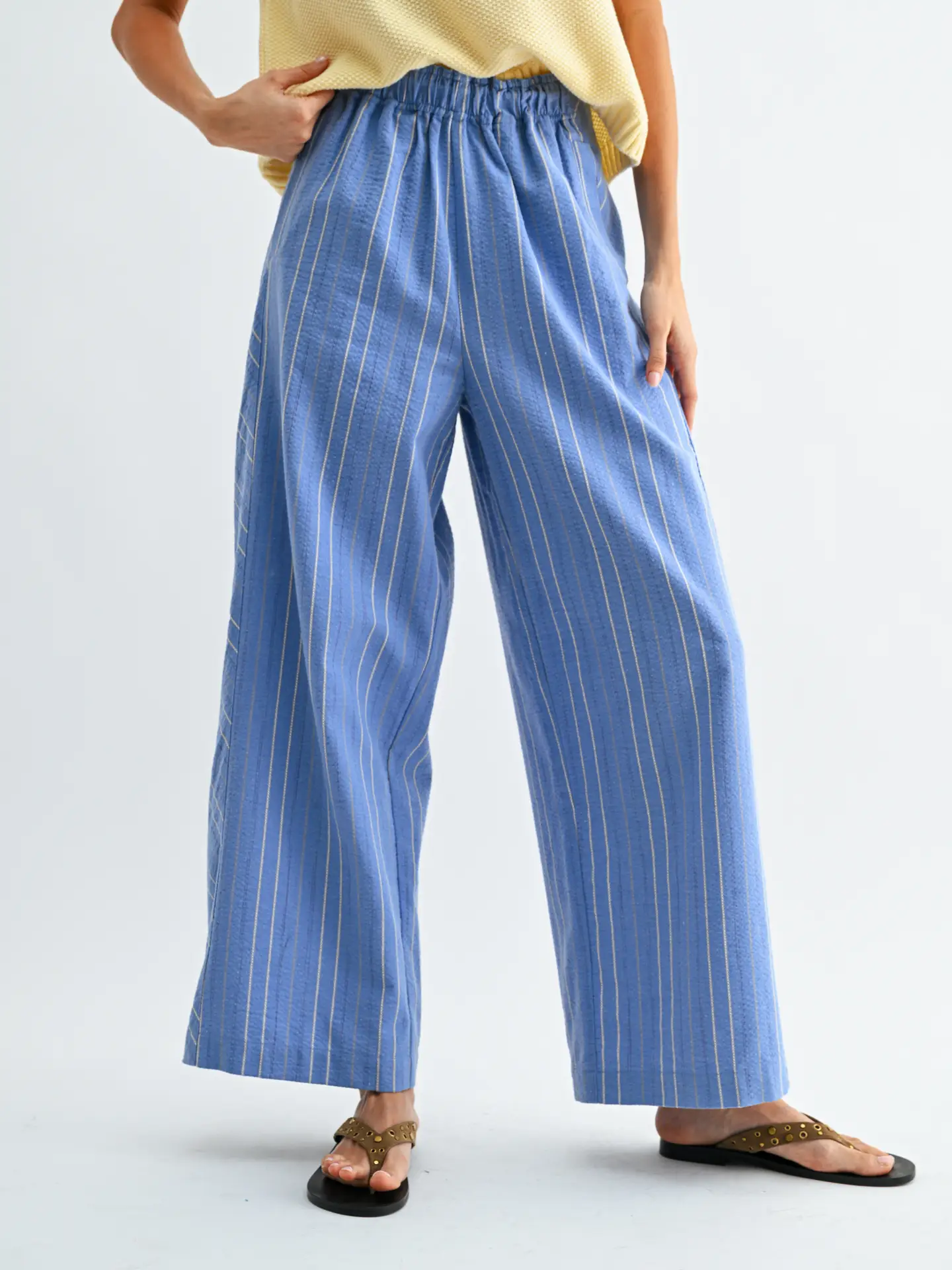 Marisa Pinstriped Wide Leg Pant, lt blue-front