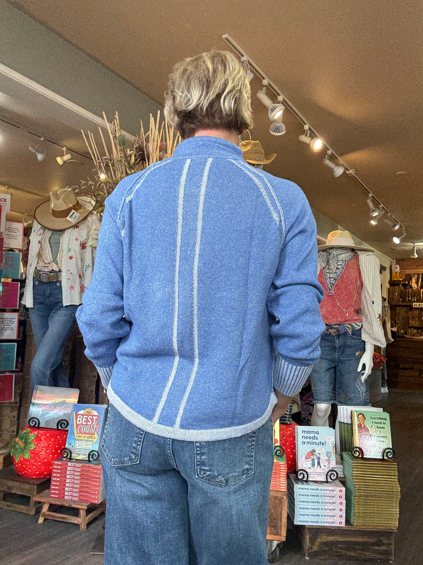 Women's Zip Up  Sweater W Green back