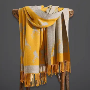 Deer Hunting Stag Head Winter Scarf Yellow