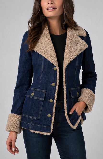 Heidi Sherpa Trimmed Denim Jacket-front