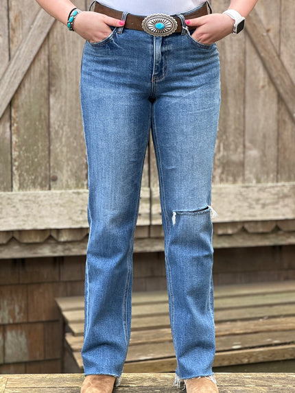 Midnight in Paris High Rise Slim Straight Jeans front
