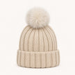 Wool Blend Ribbed Knit Pom Beanie