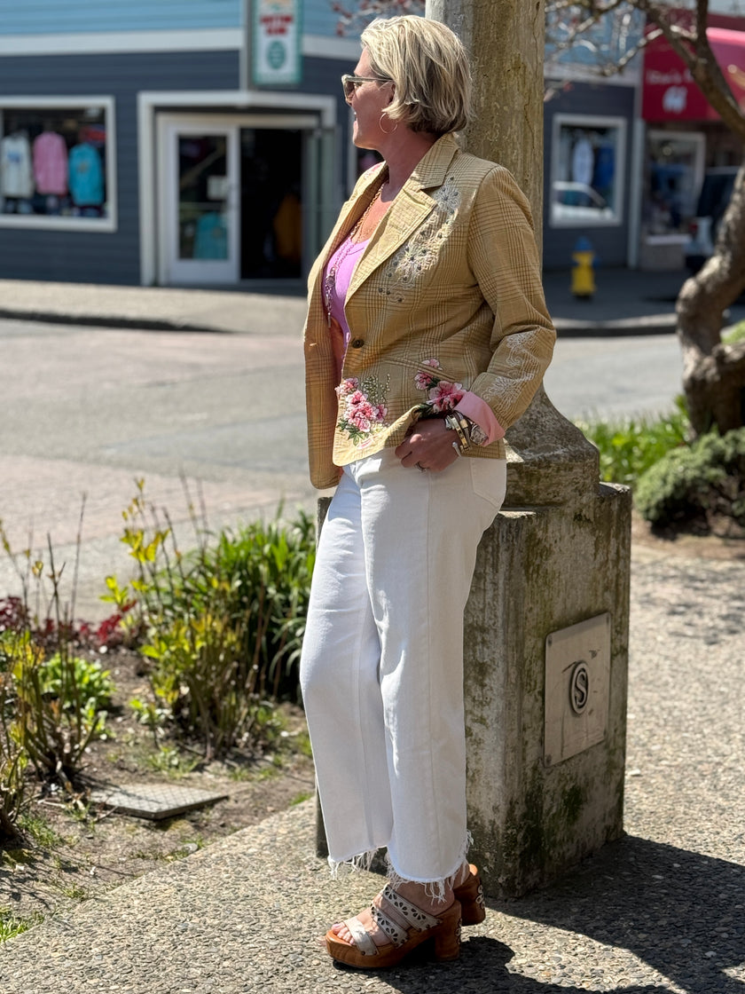 YD PLAID EMBROIDERED BLAZER front/side