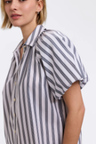 Paula Puff Sleeve Button Down Shirt, black/white-side
