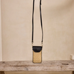 Rattan Cane Cell Phone Crossbody Bag - Black-front