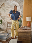 Karen Striped Barrel Pant Yellow