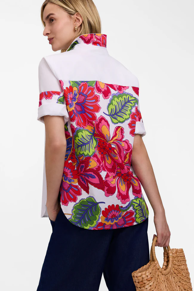 Meghan 3/4 Para Blms Mix Shirt, white multi-back