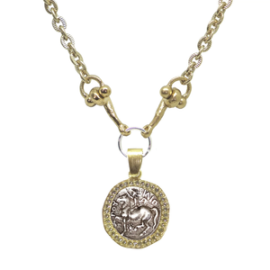 Gold Horse Crystal Bezel Horsebit Necklace | 16-18