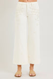 Elli Mid Rise Crop Flower Pants, cream-front