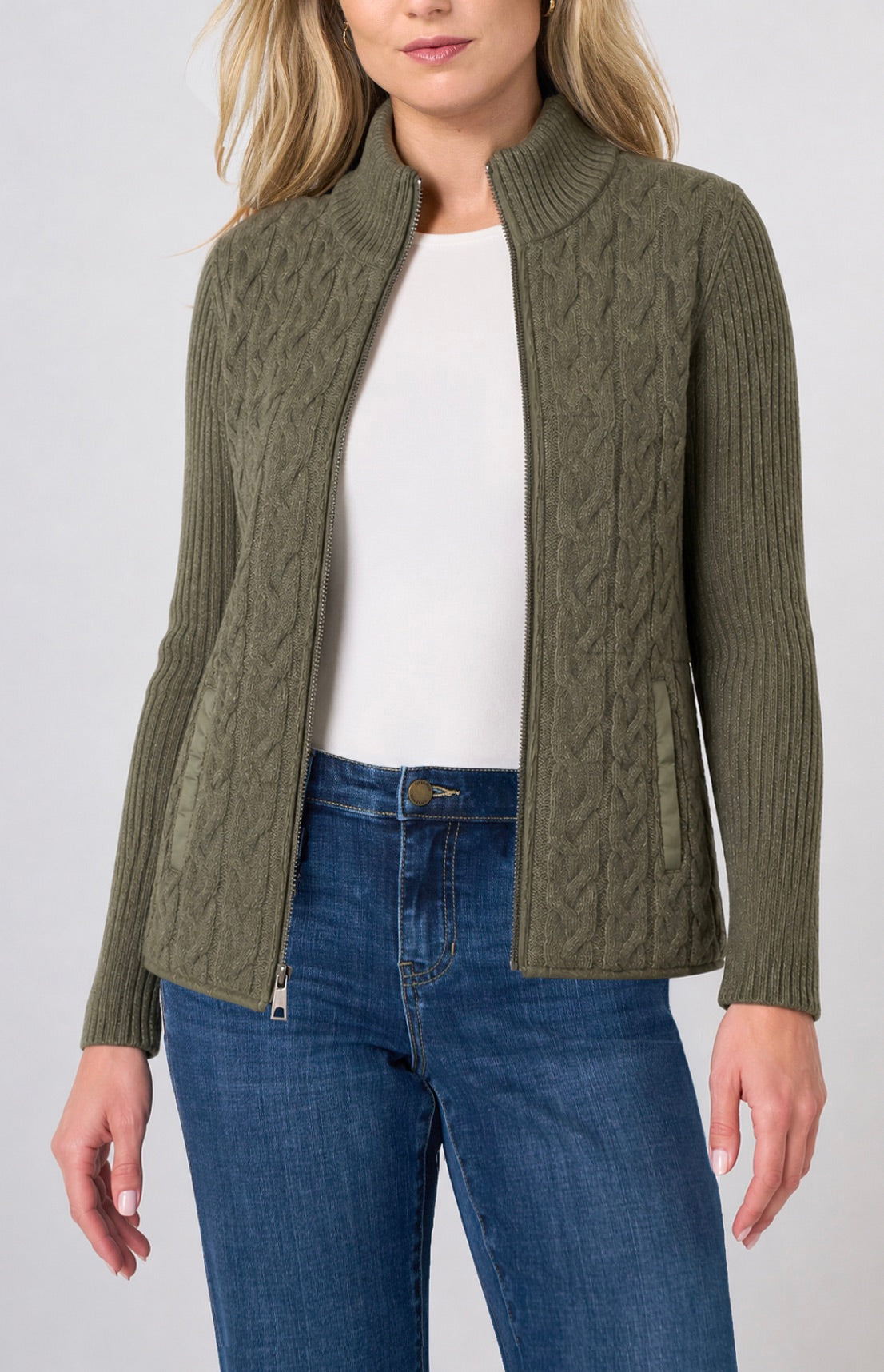 Olives Quilted Sweater Jacket