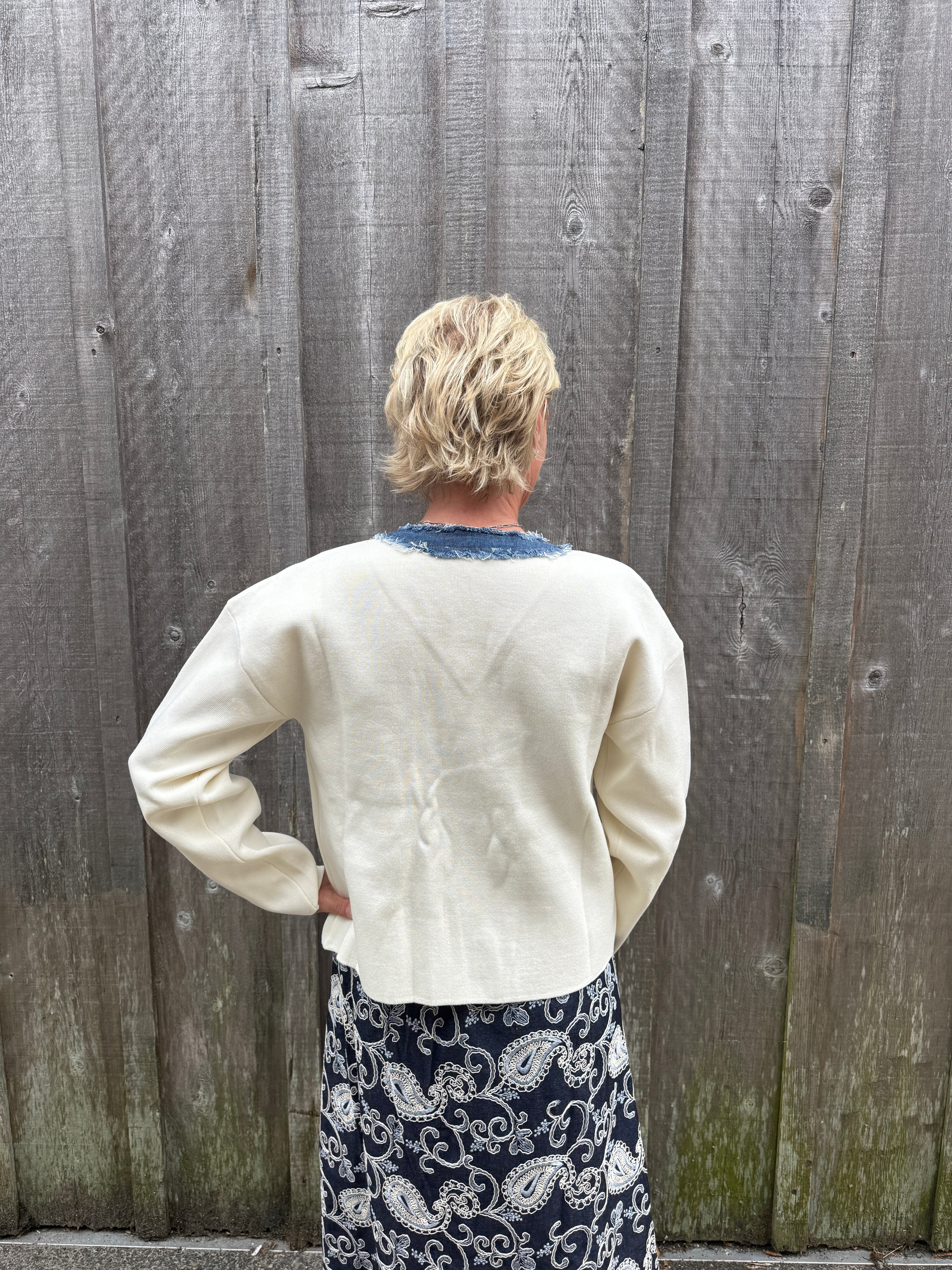 LS Jacket W Denim Detail Pockets