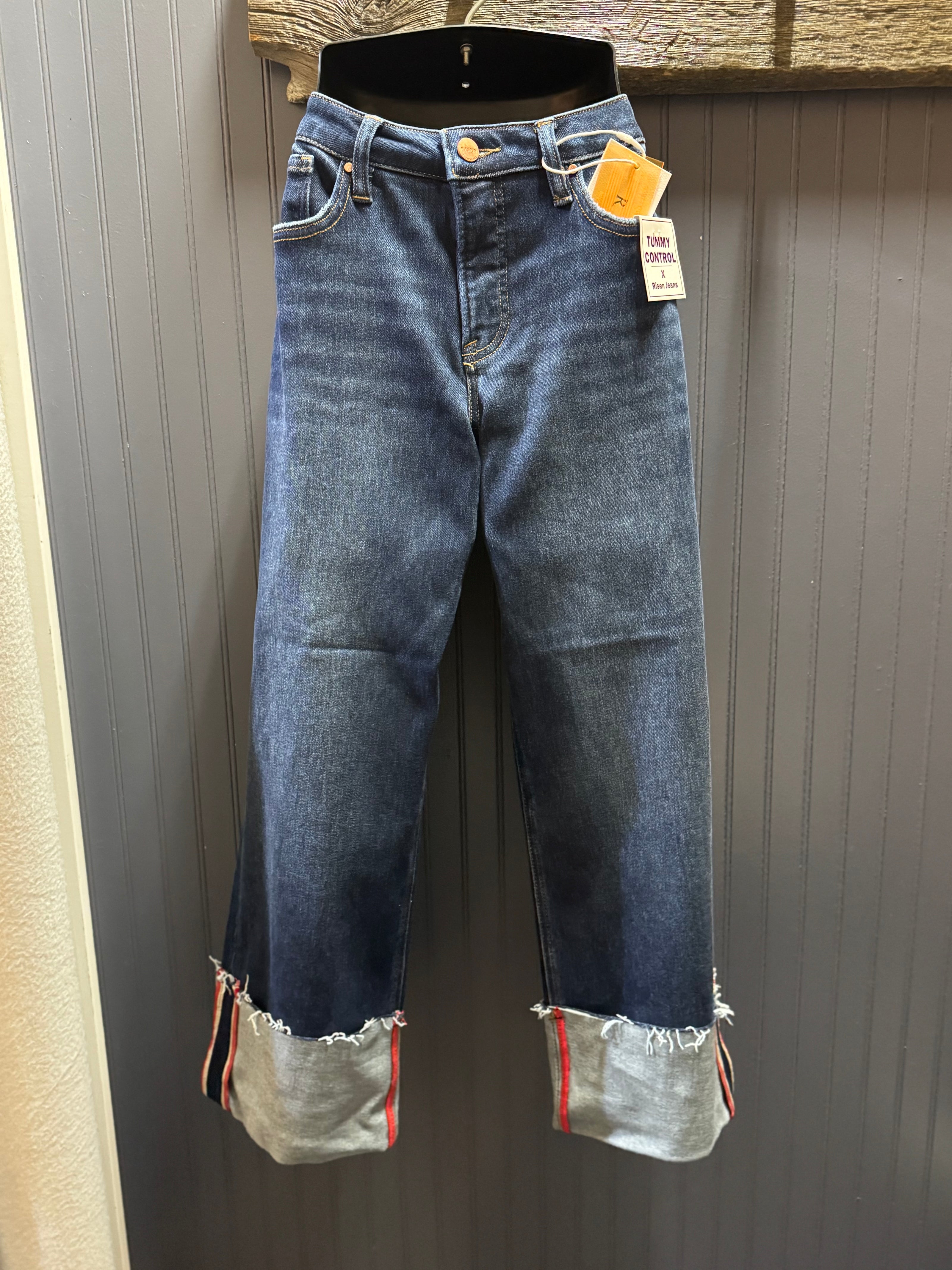 Mid RISE CROP WIDE CUFFED JEANS front