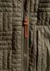 Forrester Jacket Olive zipper and quilt closeup