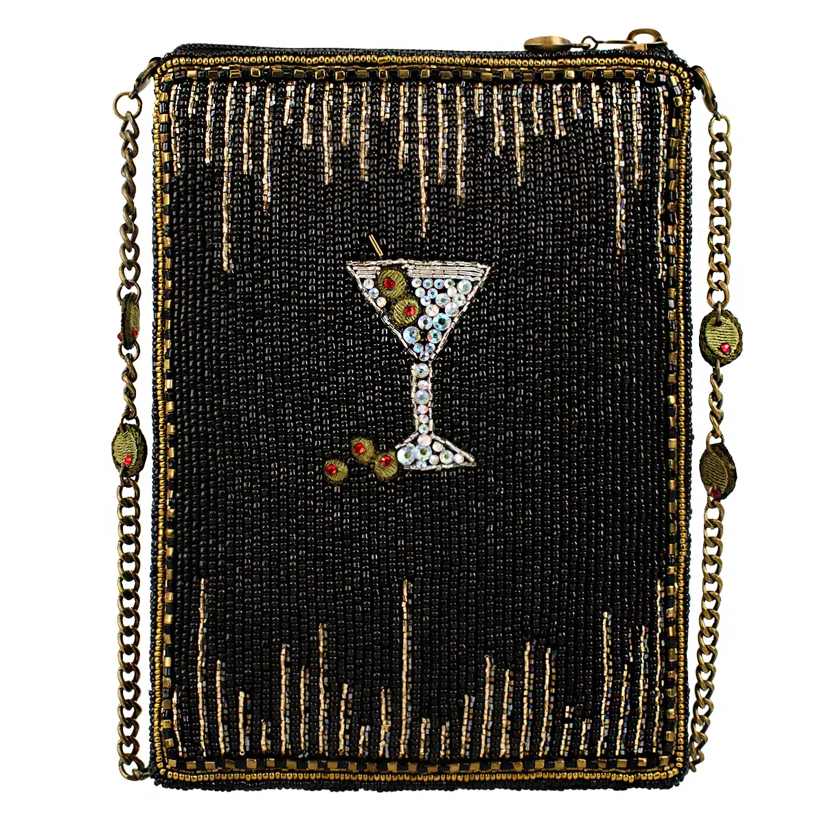 Sip Happens Black and Diamond Beaded Martini Crossbody back