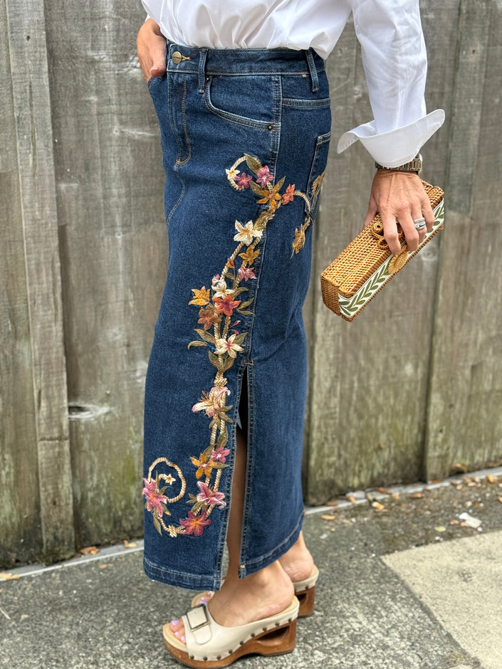 SVETLANKA LONG DENIM SKIRT X Lillies