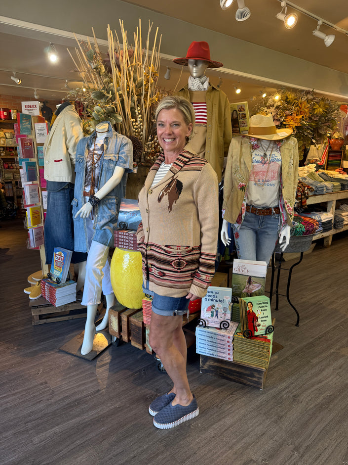 Cash Horse Cardigan tan side