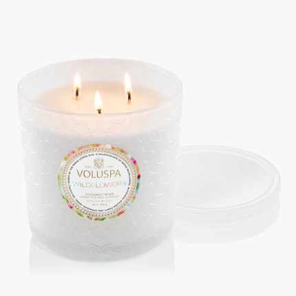 WildflowerLUXE CANDLE 30oz Boxed Candle lit