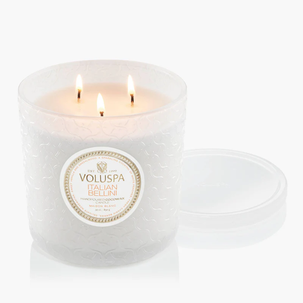 ITALIAN BELLINI LUXE CANDLE 30oz Boxed Candle lit