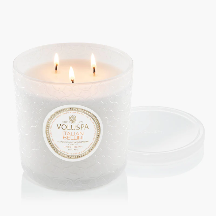 ITALIAN BELLINI LUXE CANDLE 30oz Boxed Candle lit