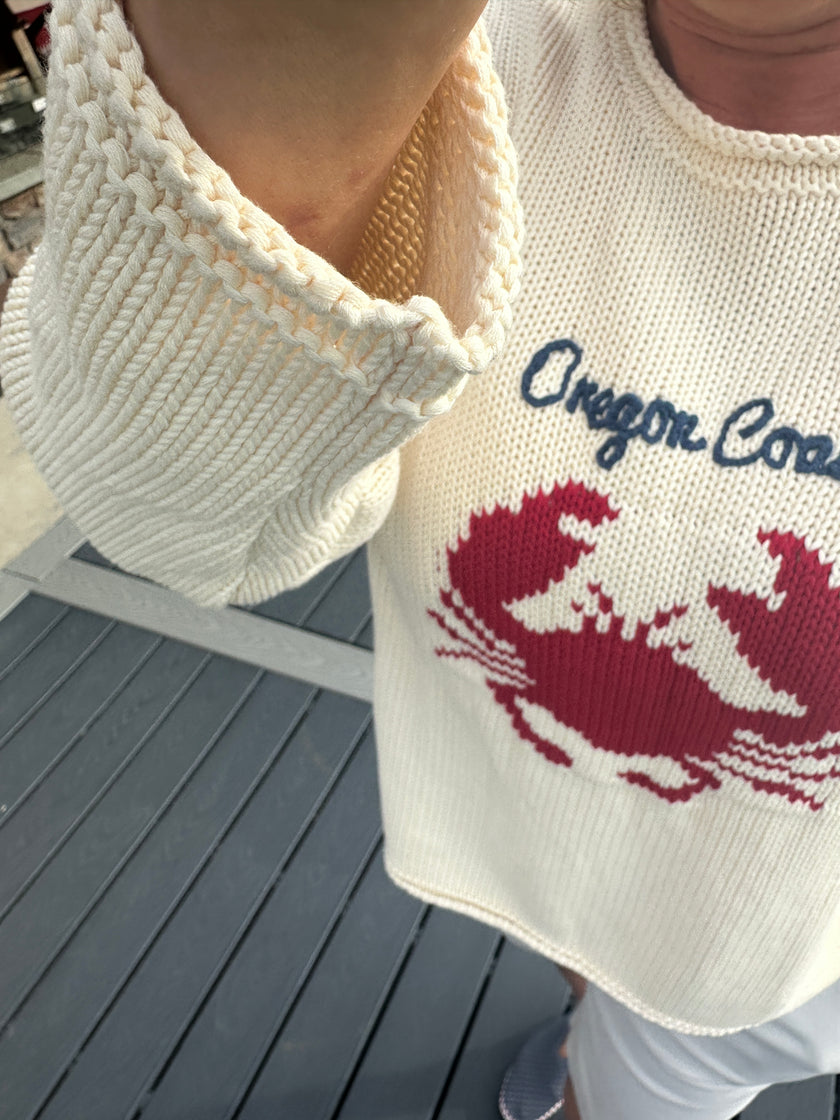 Chunky Roll Neck Red Crab Sweater Details