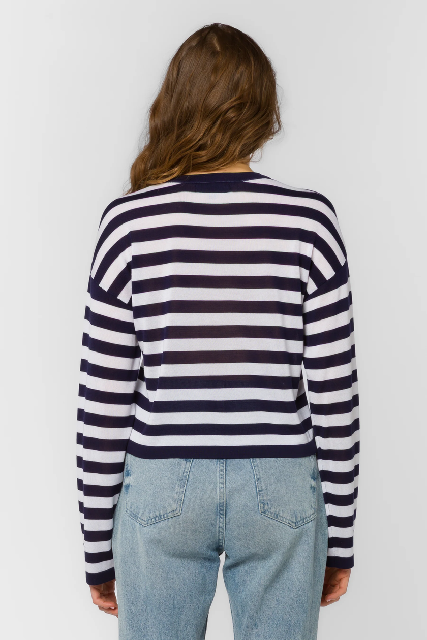 FINAL SALE | Rumi, Long Slv Crop Stripe Sweater sailor na back