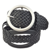 Hand Braided Leather Belt with Classic Round Buckle