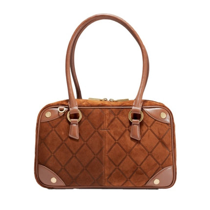 meredith med chocolate diamond suede/antique gold NA front of bag
