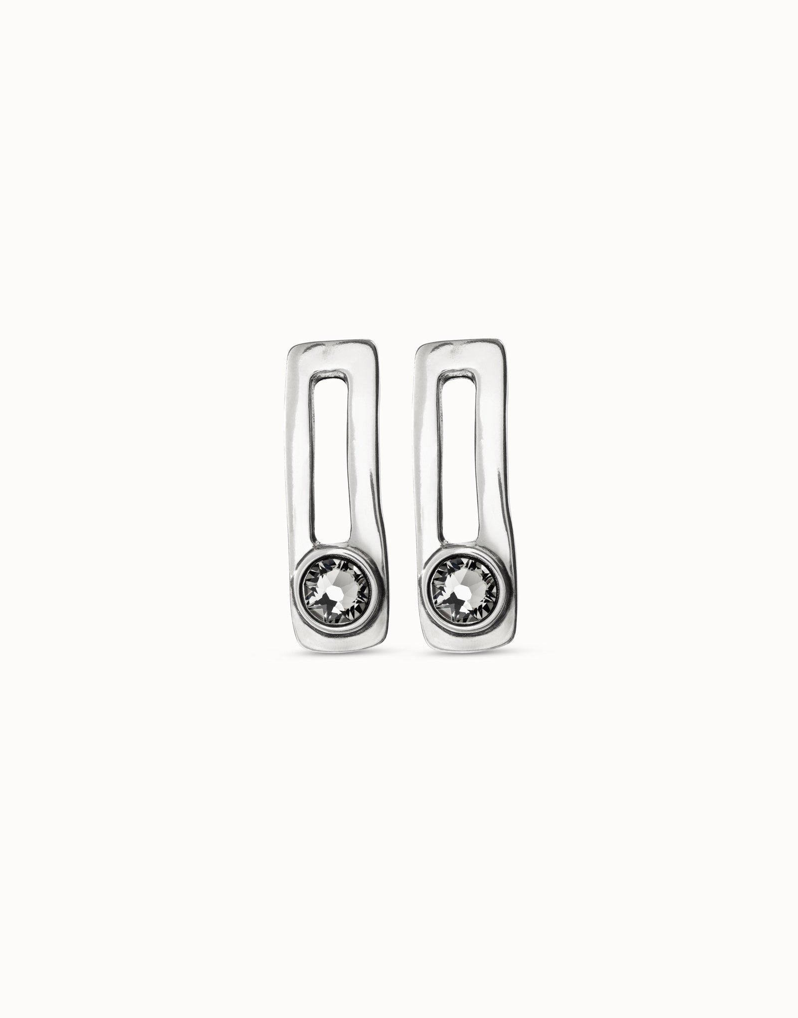 Sterling silver-plated earrings with gray crystal