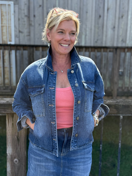 Retro Denim Jacket | Classic Blue front
