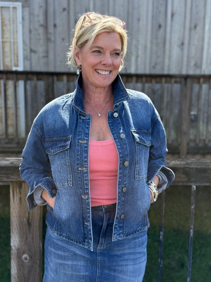 Retro Denim Jacket | Classic Blue front