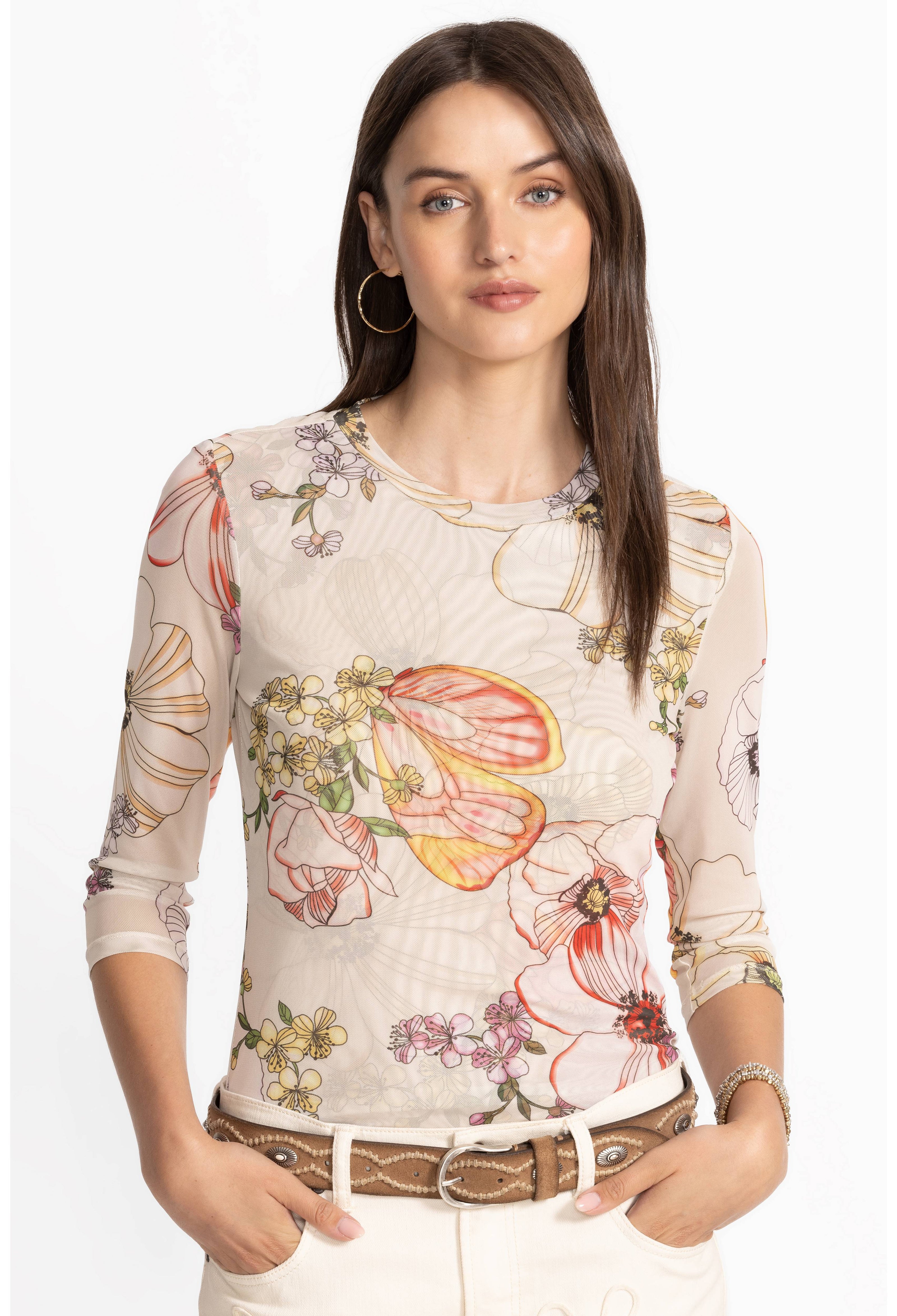 KAIA MESH TEE rosabelia front