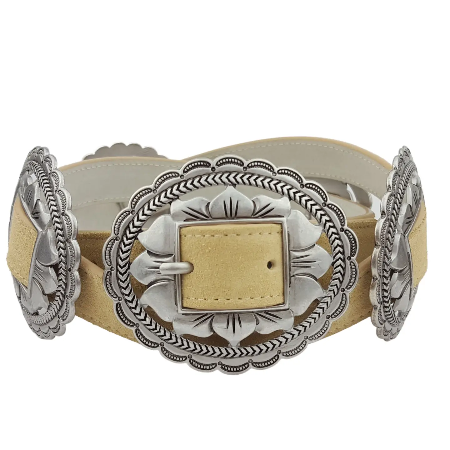 Genuine Suede Concho Belt sand