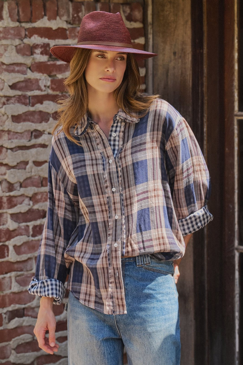 Oversized Plaid Cotton Button-Down Shirt
