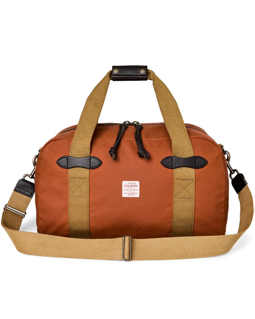 tin cloth small duffle bag rust front
