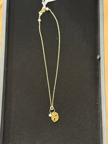 Gold Lock Pendant Necklace nw 25 64