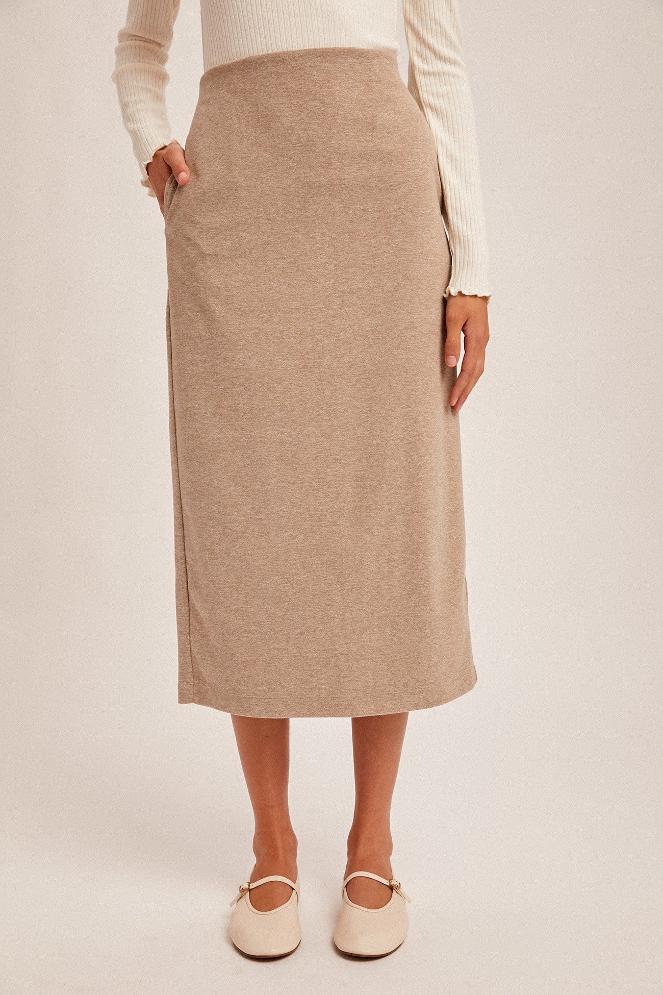 Brushed Textured Midi Skirt