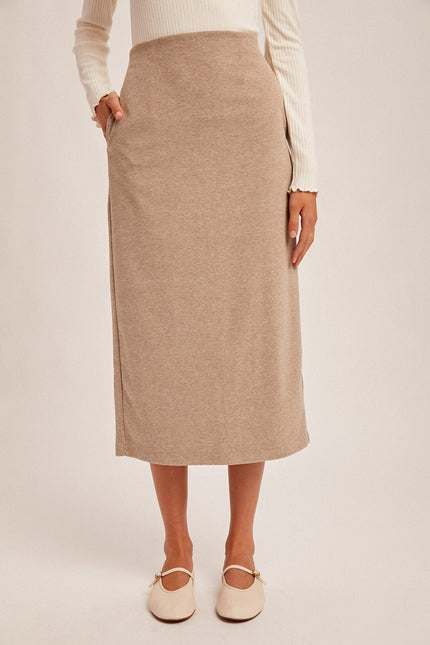 Brushed Textured Midi Skirt