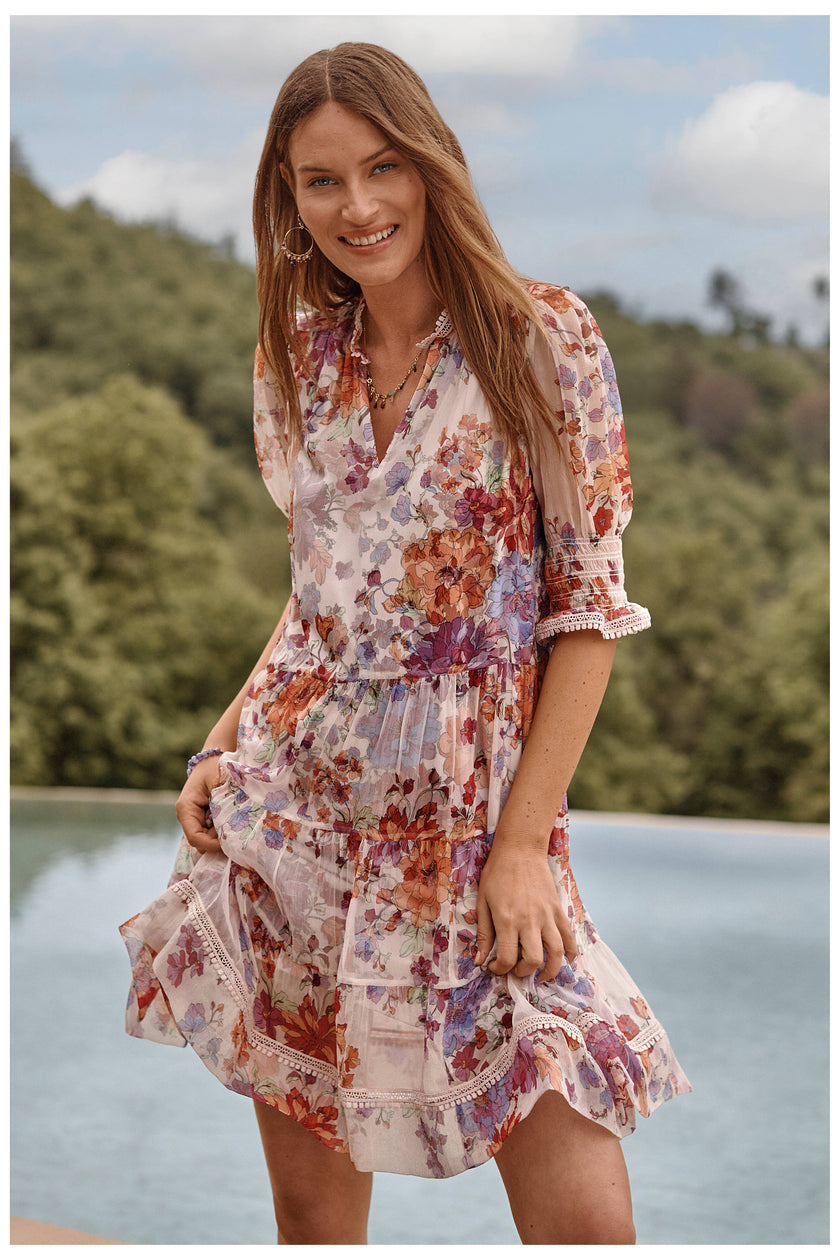 ABBEY TIERED MINI DRESS front