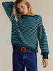 Striped Crewneck Knit Sweater | Loose Fit Pullover Top