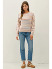 Wide Neck Drop Shoulder Sweater, mocha combo-front