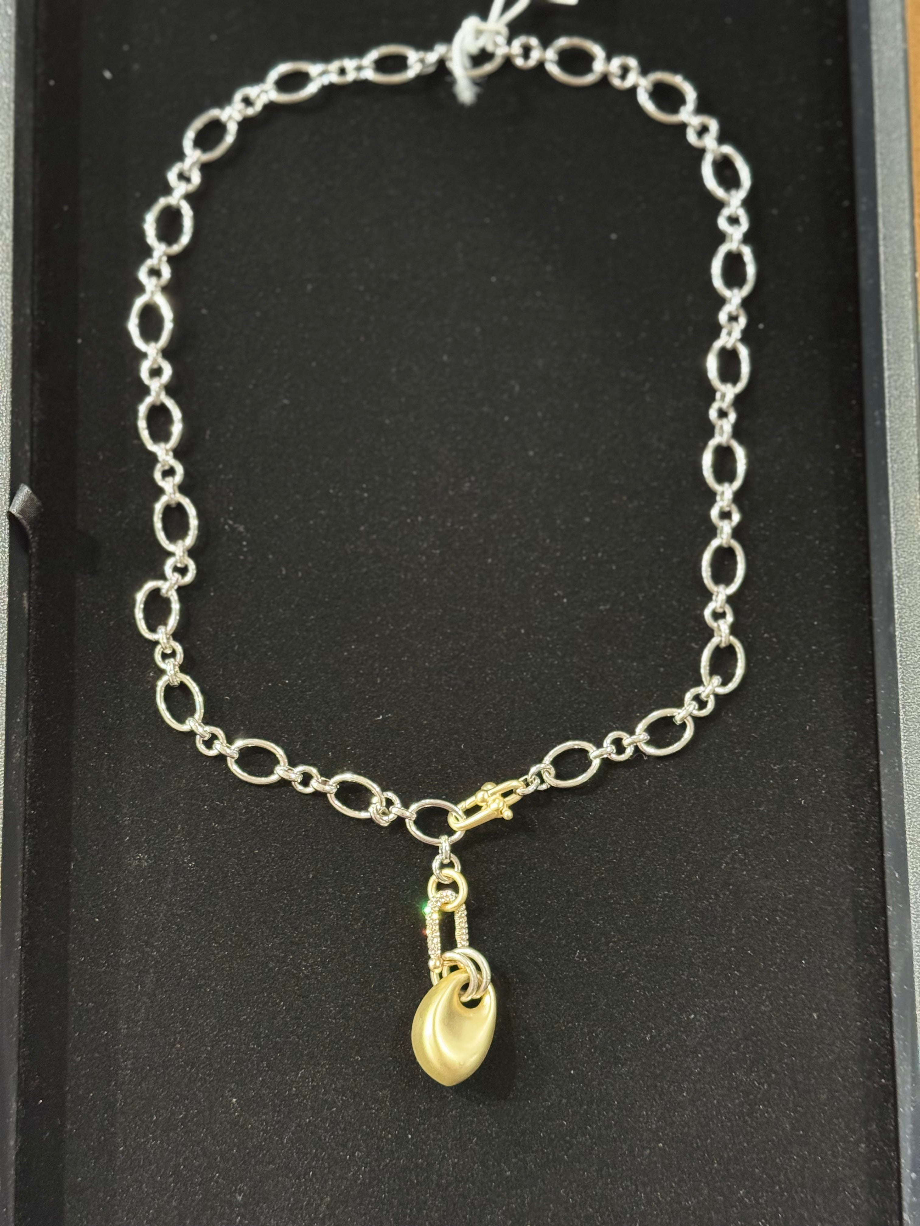 Matte Gold Drop with Silver Chain nw 26 42
