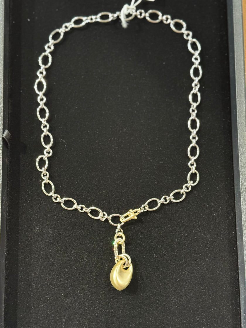 Matte Gold Drop with Silver Chain nw 26 42